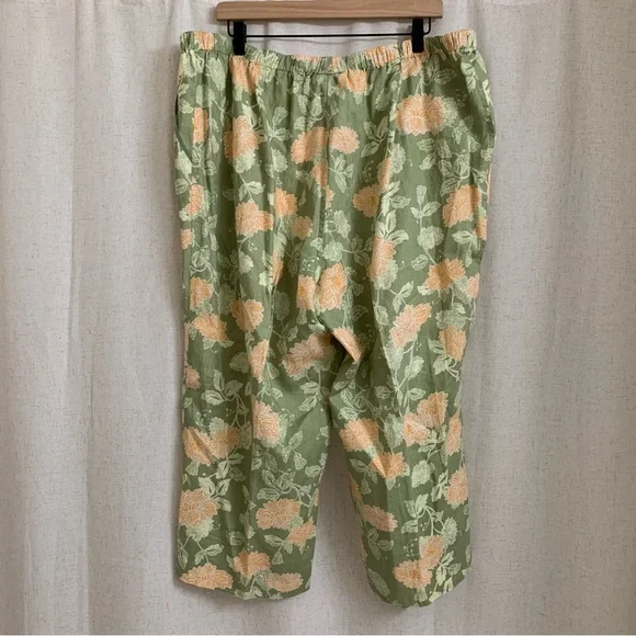 SIGRID OLSEN SO blue 100% Linen Studio Floral Print Pants 2XL NWT - Picture 2 of 4